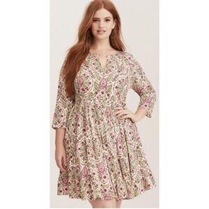 Torrid Floral Print Skater Dress Size XL